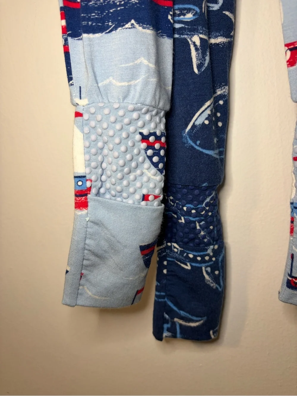 Navy Shark & Light Blue Ship Print Kids Zip-Front Pajamas